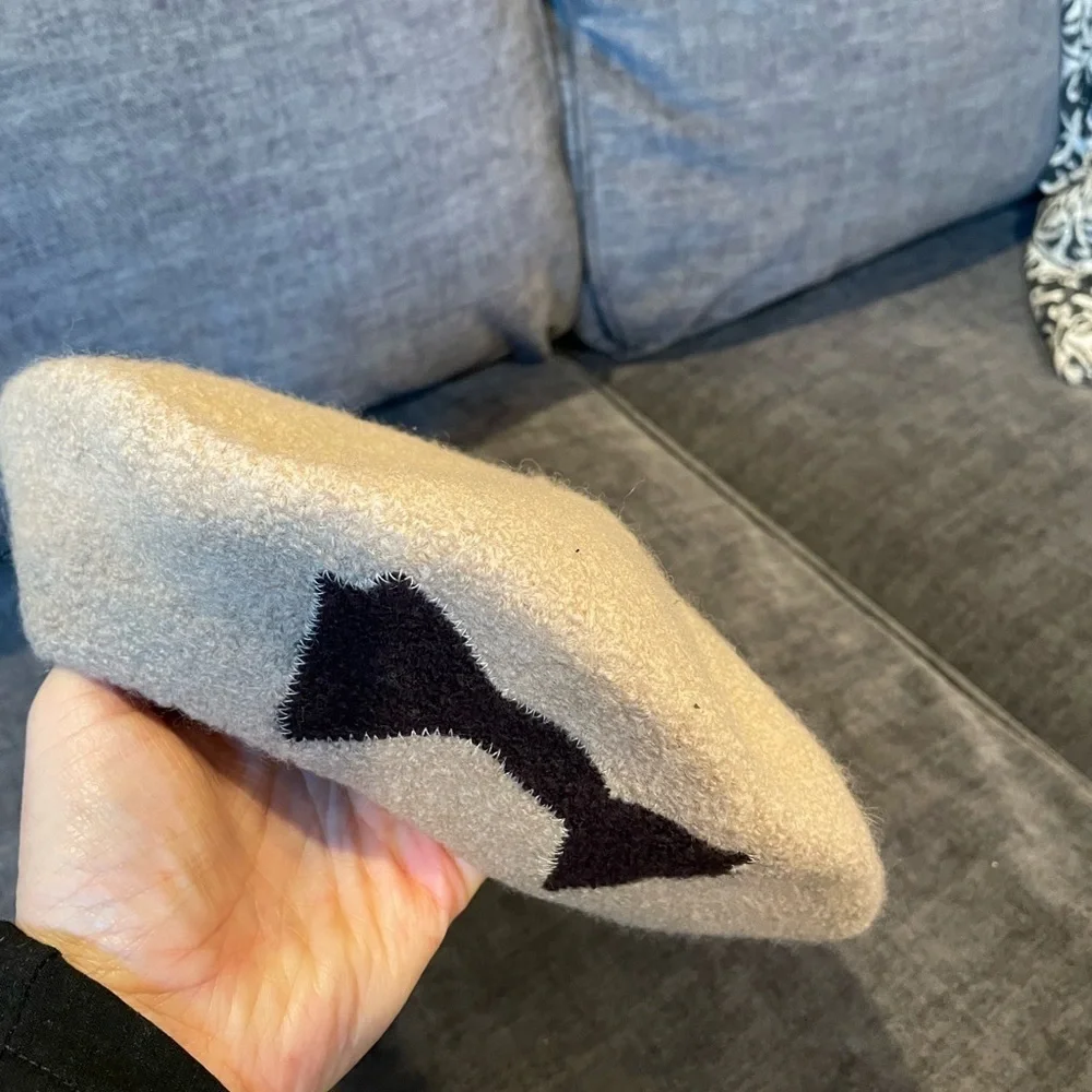 Betmar boiled wool beret with bow tan and brown